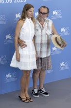 Venice, Italy - 3 September 2025: Louise Kugelberg and Julian Schnabel during the Photo Call of -