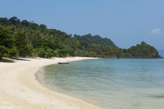 White sandy beach and coconut palms, Paradise Beach, Koh Great white shark, Ko Ngai, Krabi