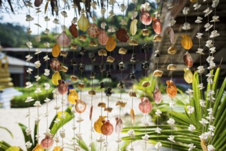 Curtain of shells, Sunrise Beach, Koh Hai, Ko Ngai, Krabi Province, Trang, Southern Thailand,