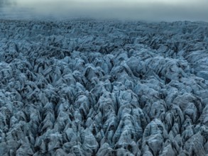 Glacier, glacier tongue, summer, evening mood, clouds, aerial view, Fjallsjökull, Vatnajökull