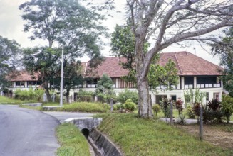British colonial architecture of residential military buildings, Sembawang naval base, Singapore,