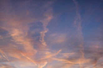 Contrails in the evening sky, Bavaria, Germany