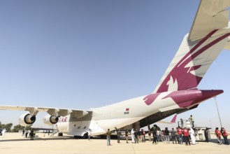A Qatari plane carrying humanitarian and medical aid arrives at Damascus International Airport as
