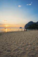 Sandy beach beach and sunset, Charlie Beach, Koh Mook, Trang Province, Southern Thailand, Andaman