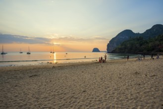 Sandy beach beach and sunset, Charlie Beach, Koh Mook, Trang Province, Southern Thailand, Andaman