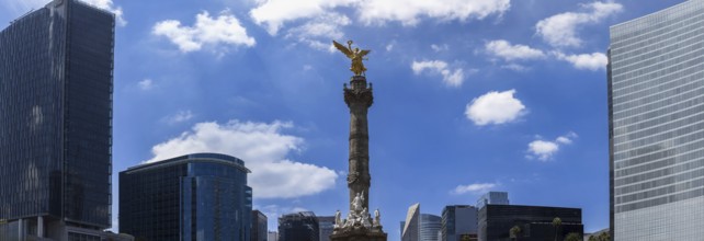 Mexico City tourist attraction Angel of Independence column near financial center and El Zocalo