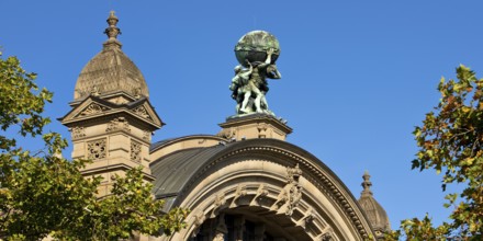 Main front of the main railway station with Atlas carrying the globe on his shoulders, Frankfurt am