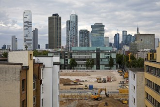View from a roof at the Galluswarte on the construction site on the old FAZ area and the