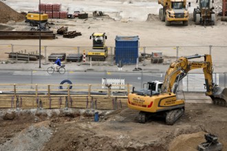 View from a roof at the Galluswarte onto the construction site on the old FAZ site with