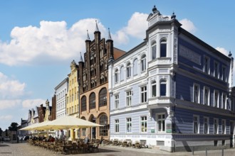 Magnificent town houses, building on the right neo-Renaissance, centre gabled house, brick Gothic,