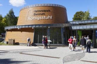 Visitors at the entrance to the Königstuhl National Park Centre, Unesco World Heritage Site, Rügen