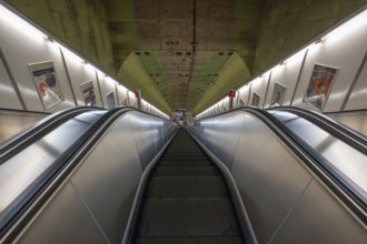 Escalators in the underground, Munich, Bavaria, Germany