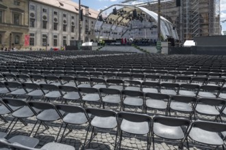 Seating in front of the start of Klassik auf dem Odeonsplatz, Munich, Bavaria, Germany