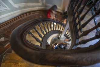 Spiral staircase in the courtyard of Augustiner Bräu, Munich, Bavaria, Germany