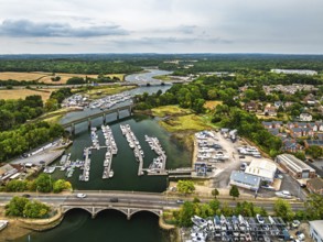 River Hamble and Swanwick Marina from drone, Swanwick, Southampton, Hampshire, England, United