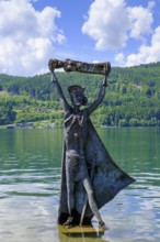 Statue of St Domitian by Giorgio Igne in Lake Millstatt, Millstadt, Carinthia, Austria