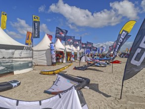 California kitesurfing Masters 2025, Kite Village tents with kite equipment for sale, marketplace,