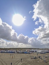 California kitesurfing Masters 2025, tents of the Kite Village with kite equipment for sale,