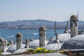 Traditional ottoman architecture dominates the foreground, with the bosphorus strait and the asian