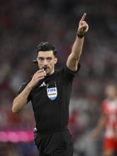 Referee Referee Florian Badstübner Gesture Gesture Whistle on mouth Allianz Arena, Munich, Bavaria,