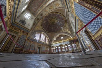 Wide angle view of the richly decorated interior of topkapi palace, showcasing intricate ottoman