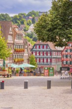 Historic half-timbered houses with colourful facades and a cosy atmosphere, small town pearl Calw,