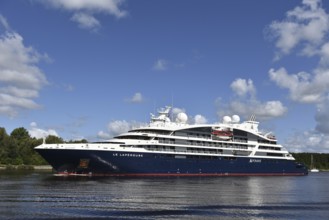 Luxury cruise ship LE LAPEROUSE sails through the Kiel Canal, Kiel Canal, Kiel Canal,