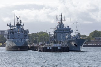 Bundeswehr ships, Gorch Fock pier, naval base, Kiel, Schleswig-Holstein, Germany