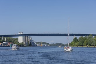 Holtenau High Bridges, Boats, Kiel Canal, Kiel, Schleswig-Holstein, Germany