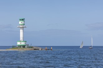 Lighthouse Friedrichsort, sailing boats, Kiel Fjord, Kiel, Schleswig-Holstein, Germany