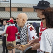 Detroit, Michigan USA - 23 August 2025 - Protesters rally at Eastern Market, banging empty pots to