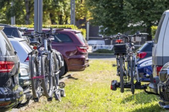 Bicycle carrier, rear carrier for bicycles, which is mounted on a trailer coupling, can transport