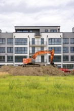 Shell construction, shortly in front of completion of a residential building, new Graf Bismarck