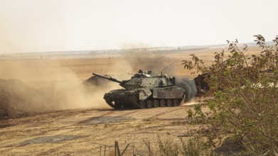 A Turkish Army tank participating in the expulsion of ISIS militias from northern Syria. Aleppo,