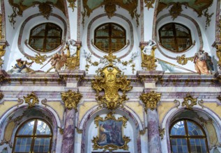 Interior design and exhibition rooms in the Würzburg Residence, imposing 18th century palace with