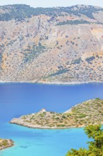Panormitis bay, high angle view, Panormitis, Symi Island, Dodecanese Islands, Greece