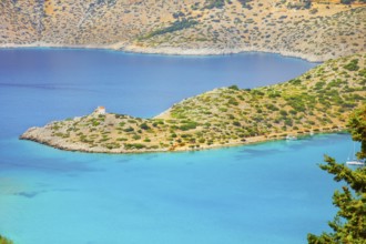 Panormitis bay, high angle view, Panormitis, Symi Island, Dodecanese Islands, Greece
