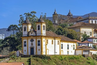 Baroque churches and historic buildings in the old city of Ouro Preto in Minas Gerais
