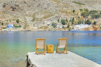 Path leading to the turquoise waters of Nimborio Beach, Nimborio, Symi Island, Dodecanese Islands,