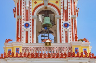 Bell tower, Panormitis monastery, Panormitis, Symi Island, Dodecanese Islands, Greece