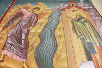 Wall painting, Panormitis monastery, Panormitis, Symi Island, Dodecanese Islands, Greece