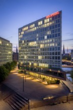 Aerial view of the Spiegel building at Ericusspitze in Hamburg's HafenCity in the Brooktorkai