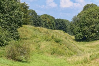The main rampart, part of the Danewerk rampart system. Danewerk, part of the Haithabu and Danewerk