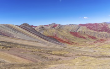 Rainbow mountain Palcoyo, colourful mountains in the background, Checacupe district, Cusco, Peru