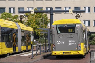 U-OV bus station at Utrecht-Lunetten railway station, electric bus, fast charging station via