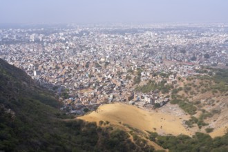 View of the city from Nahargarh Fort, Brahmanpuri, Jaipur, Rajasthan, India