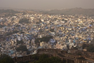View of the Blue City from Mehrangarh Fort, Gulab Sagar, Jodhpur, Rajasthan, India