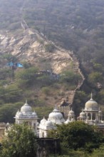 View of the royal crematorium Gaitore Ki Chhatriyan, Brahmanpuri, Jaipur, Rajasthan, India