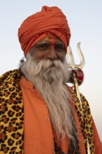 Portrait of a sadhu with trident, Katesar, Mughalsarai, Uttar Pradesh, India