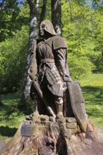 Knight of Lichtenstein, wooden sculpture sawn by Billy Tröge, artist, replica, large sculpture, for